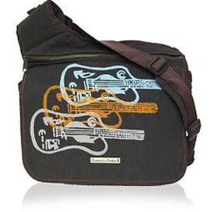Diaper Dude messenger diaper bag with guitar stamps